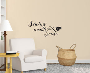 SEWING MENDS THE SOUL Inspirational Quotes Wall Sticker Decal SQ211