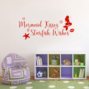 MERMAID KISSES STARFISH WISHES Inspirational Quotes Wall Sticker Decal SQ213