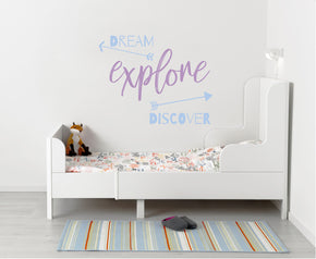 Dream Explore Discover Wall Sticker Decal Inspirational Quote SQ218