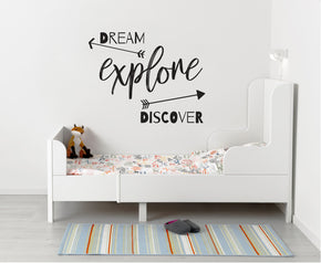 DREAM EXPLORE DISCOVER Inspirational Quotes Wall Sticker Decal SQ217