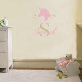 Personnalisé Unicorn Name Wall Sticker Decal Stencil Silhouette SQ224