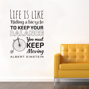 LIFE IS LIKE A BICYCLE Inspirational Quotes Wall Sticker Decal SQ230