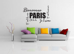 FRENCH WORDS COLLAGE Inspirational Quotes Wall Sticker Decal SQ237