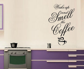 WAKE UP & SMELL THE COFFEE Inspirational Quotes Wall Sticker Decal SQ51