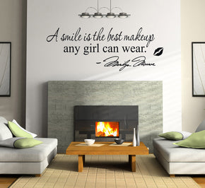 SMILE IS THE BEST MAKEUP Marilyn Monroe Inspirational Quotes Wall Sticker Decal SQ52
