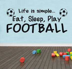 EAT SLEEP PLAY FOOTBALL Citations inspirantes Autocollant mural Décalque SQ54