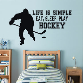 EAT SLEEP PLAY HOCKEY Inspirational Quotes Wall Sticker Decal SQ55