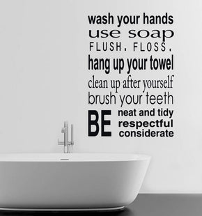 BATHROOM RULES Inspirational Quotes Wall Sticker Decal SQ65
