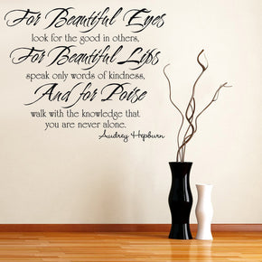 FOR BEAUTIFUL EYES Inspirational Quotes Wall Sticker Decal SQ74
