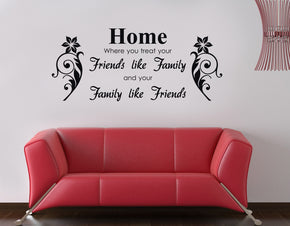 HOME WHERE YOU TREAT Family, Friends Inspirational Quotes Wall Sticker Decal SQ76