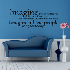 IMAGINE THERE'S NO HEAVEN Inspirational Quotes Wall Sticker Decal SQ85