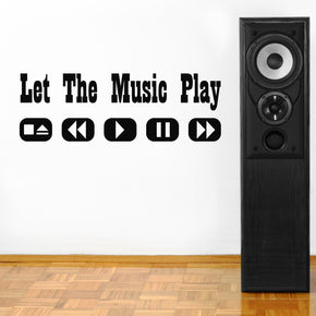 LET THE MUSIC PLAY Inspirational Quotes Wall Sticker Décalque SQ88