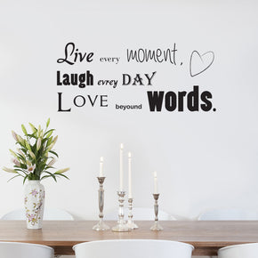 LIVE EVERY MOMENT Laugh Love Inspirational Quotes Wall Sticker Decal SQ91