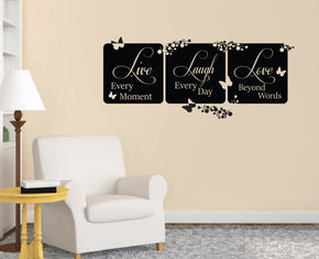 LIVE EVERY MOMENT Laugh Love Inspirational Quotes Wall Sticker Decal SQ92