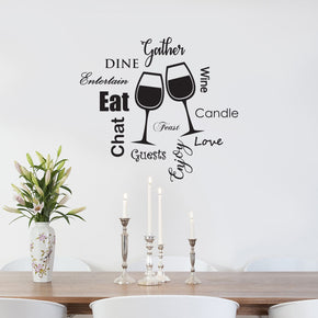 Kitchen EAT DINE LOVE WINE Inspirational Quotes Wall Sticker Décalque SQ99
