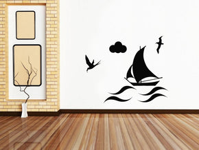 SAIL BOAT Wall Sticker Autocollant Décalque Stencil Silhouette SST008