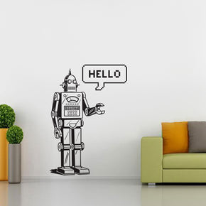 ROBOT HELLO Wall Sticker Decal Stencil Silhouette ST143