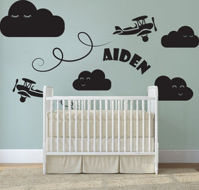 CLOUDS Plane Personnalisé Mur Sticker Decal Stencil Silhouette ST194