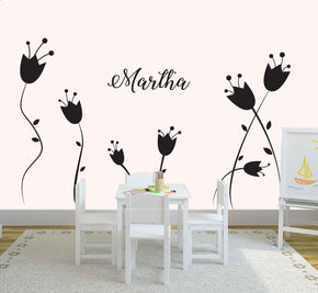 Flowers Personalized Wall Sticker Decal Stencil Silhouette ST211