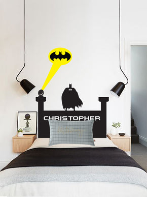 Personnalisé Super héros tête de lit signe sticker mural autocollant pochoir Silhouette ST212
