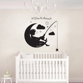 Moon & Stars Personalized Wall Sticker Decal Stencil Silhouette ST221