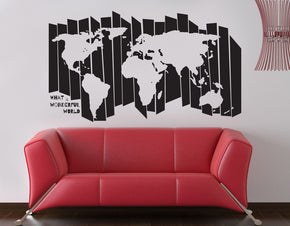 Carte du monde sticker mural autocollant pochoir Silhouette ST226