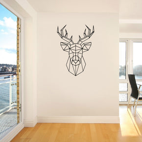 ORIGAMI CERF Sticker mural autocollant pochoir Silhouette ST232