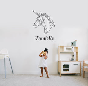 ORIGAMI UNICORN Personalized Wall Sticker Decal Stencil Silhouette ST244