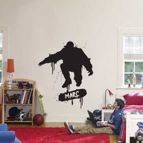 SKATER Skateboard Personalized Wall Sticker Decal Stencil Silhouette ST249