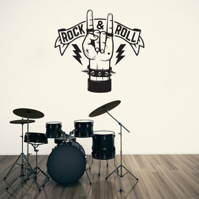 Rock & Roll Hand Wall Sticker Decal Stencil Silhouette ST274