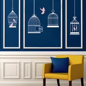 CAGE AND BIRDS Wall Sticker Decal Stencil Silhouette ST295