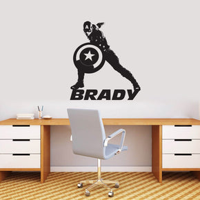 Captain America Super Hero Personalized Wall Sticker Decal Stencil Silhouette ST309