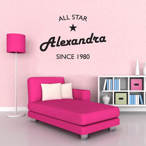All Star Personalized Wall Sticker Decal Stencil Silhouette ST313