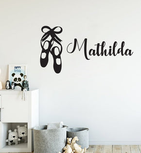 DANCE SLIPPERS Personalized Wall Sticker Decal Stencil Silhouette ST346