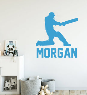 CRICKET PLAYER Personalized  Wall Sticker Decal For Kids ST408