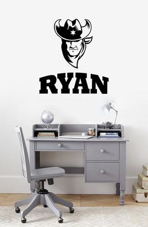 Cowboy Personalized Custom Name Wall Sticker Decal Stencil Silhouette ST411