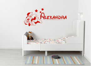 Minnie Mouse personnalisé nom personnalisé sticker mural autocollant pochoir Silhouette ST415