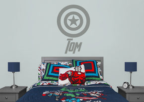 Captain America Shield Superhero Personalized Wall Sticker Decal Stencil Silhouette ST420