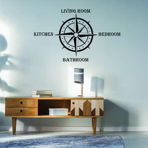 COMPASS Home Personalized Wall Sticker Decal Stencil Silhouette ST425