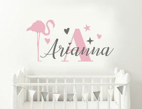 Personalized Flamingo Bi-Color Letters Wall Sticker Decal Stencil ST426