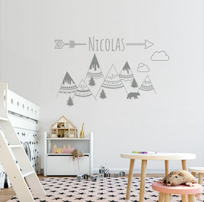 Indian Mountains Personalized Wall Sticker Decal Stencil Silhouette ST430