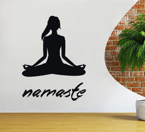 YOGA NAMASTE Autocollant Mural Decal Stencil Silhouette ST78