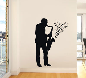 SAXOPHONE PLAYER Wall Sticker Decal Stencil Silhouette ST91