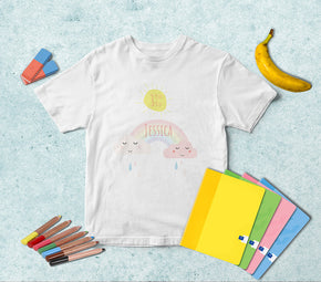 T-shirt Prénom Personnalisé Arc-en-ciel Pastel TS078