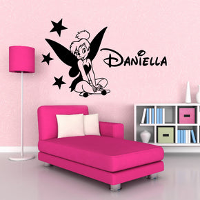 Tinkerbell Personnalisé Autocollant Mur Autocollant Décalque Stencil Silhouette ST132