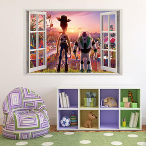 Autocollant mural de fenêtre Toy Story Buzz Woody 3D W087