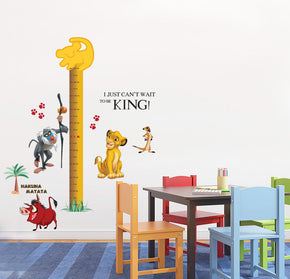 Tableau de hauteur de croissance du roi Lion Simba pour autocollant mural WC102 pour enfants