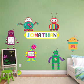 Kids Robots Personalized Custom Name Wall Sticker Decal WC103