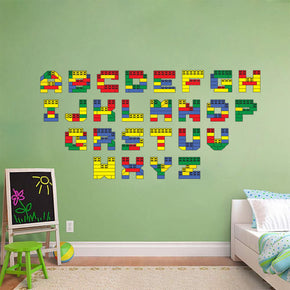 Lego Bricks ALPHABET LETTERS Educational Wall Sticker Décalque WC116