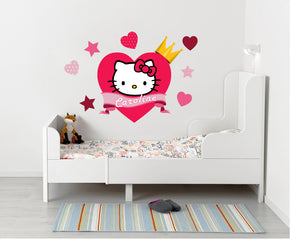 Bonjour Kitty Kids Personnalisé Custom Name Wall Sticker Décalque WC148